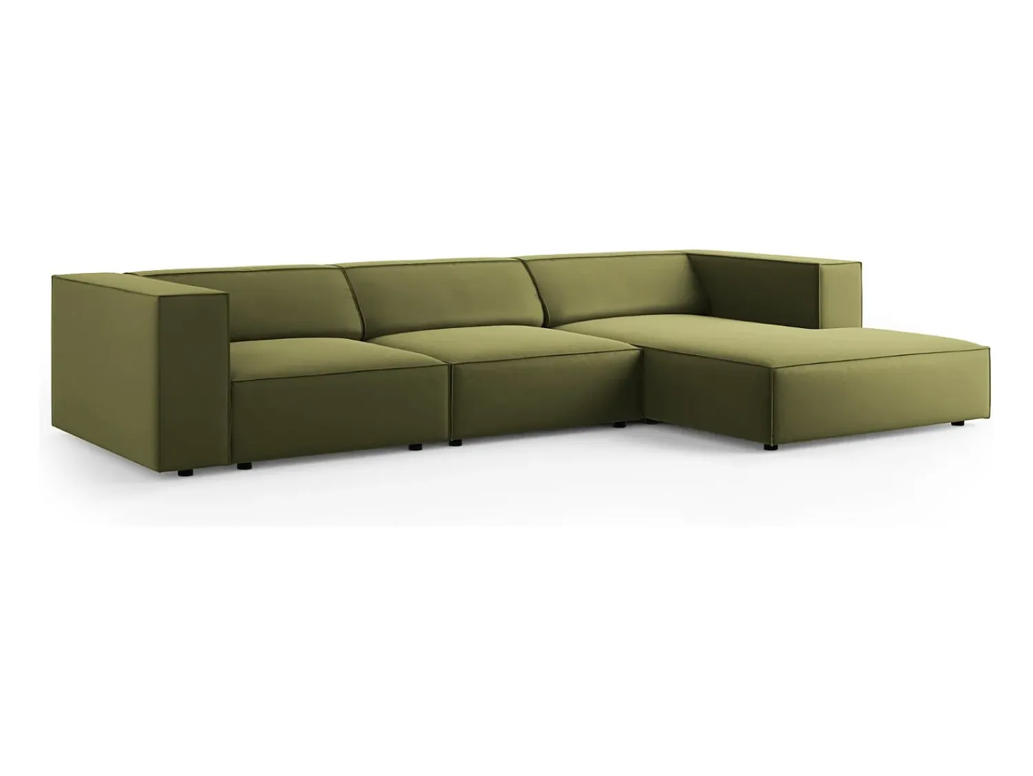 Cosmopolitan Design - Sofá de canto direito "Arendal" 4 lugares em veludo - 284x166x70cm^ Sofá