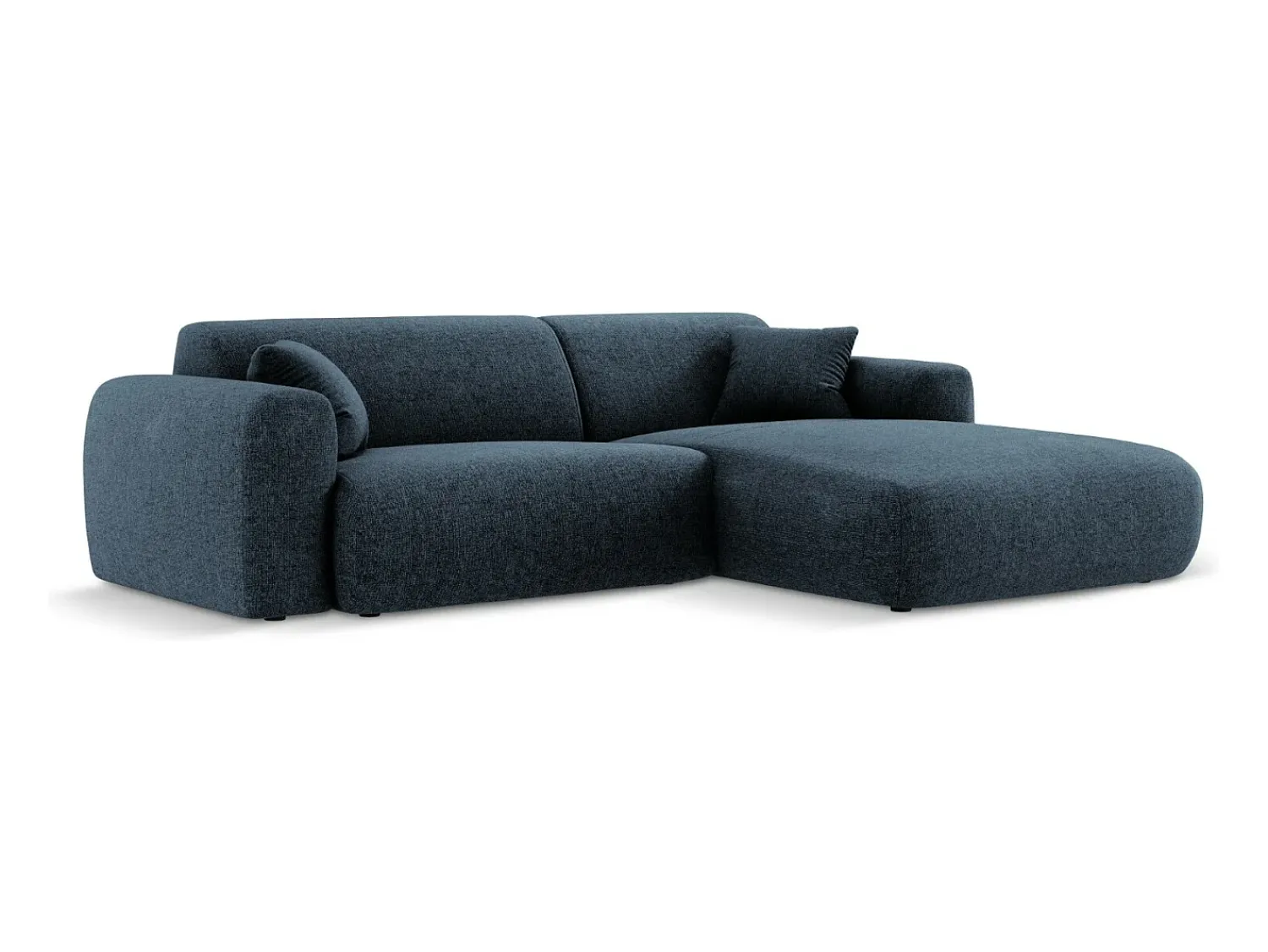 Clearance Cosmopolitan Design - Sofá de canto direito "Nolio" 4 lugares em tecido chenille azul real - 235x170x72cm Azul escuro
