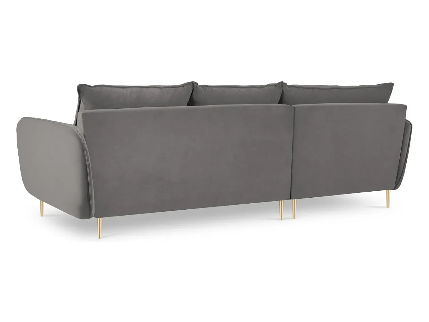 Sofá*Cosmopolitan Design - Sofá de canto esquerdo "Vienna" 5 lugares em veludo cinza claro - 255x170x95cm Cinzento claro