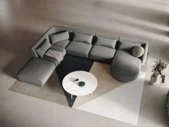 Cosmopolitan Design - Sofá de canto panorâmico à esquerda "Tulum" 6 lugares em veludo cinza claro - 330x255x70cm^ Sofá