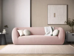 Cosmopolitan Design - Sofá "Essen" 3 lugares em tecido bouclé rosa pálido - 230x95x86cm^ Sofá