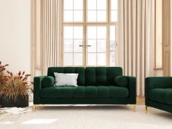 Sofá|Cosmopolitan Design - Sofá "Bali" 2 lugares em veludo verde garrafa - 152x92x75cm Verde pinho
