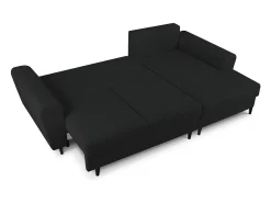 Sofá*Cosmopolitan Design - Sofá convertível de canto direito com caixa de arrumação "Kyoto" 4 lugares em tecido bouclé - 241x145x88cm Preto