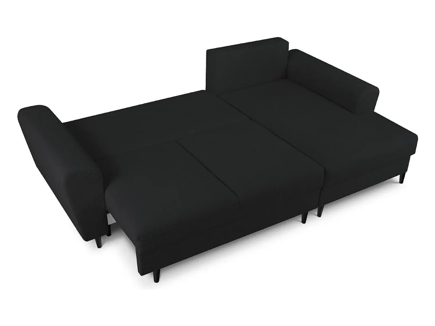 Sofá*Cosmopolitan Design - Sofá convertível de canto direito com caixa de arrumação "Kyoto" 4 lugares em tecido bouclé - 241x145x88cm Preto