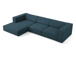 Cosmopolitan Design - Sofá de canto esquerdo "Arendal" 4 lugares em tecido chenille com efeito canelado azul marinho - 284x166x70cm^ Sofá
