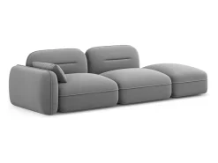 Cosmopolitan Design - Sofá modular direito "Sydney" 3 lugares em veludo cinza claro - 295x90x70cm^ Sofá