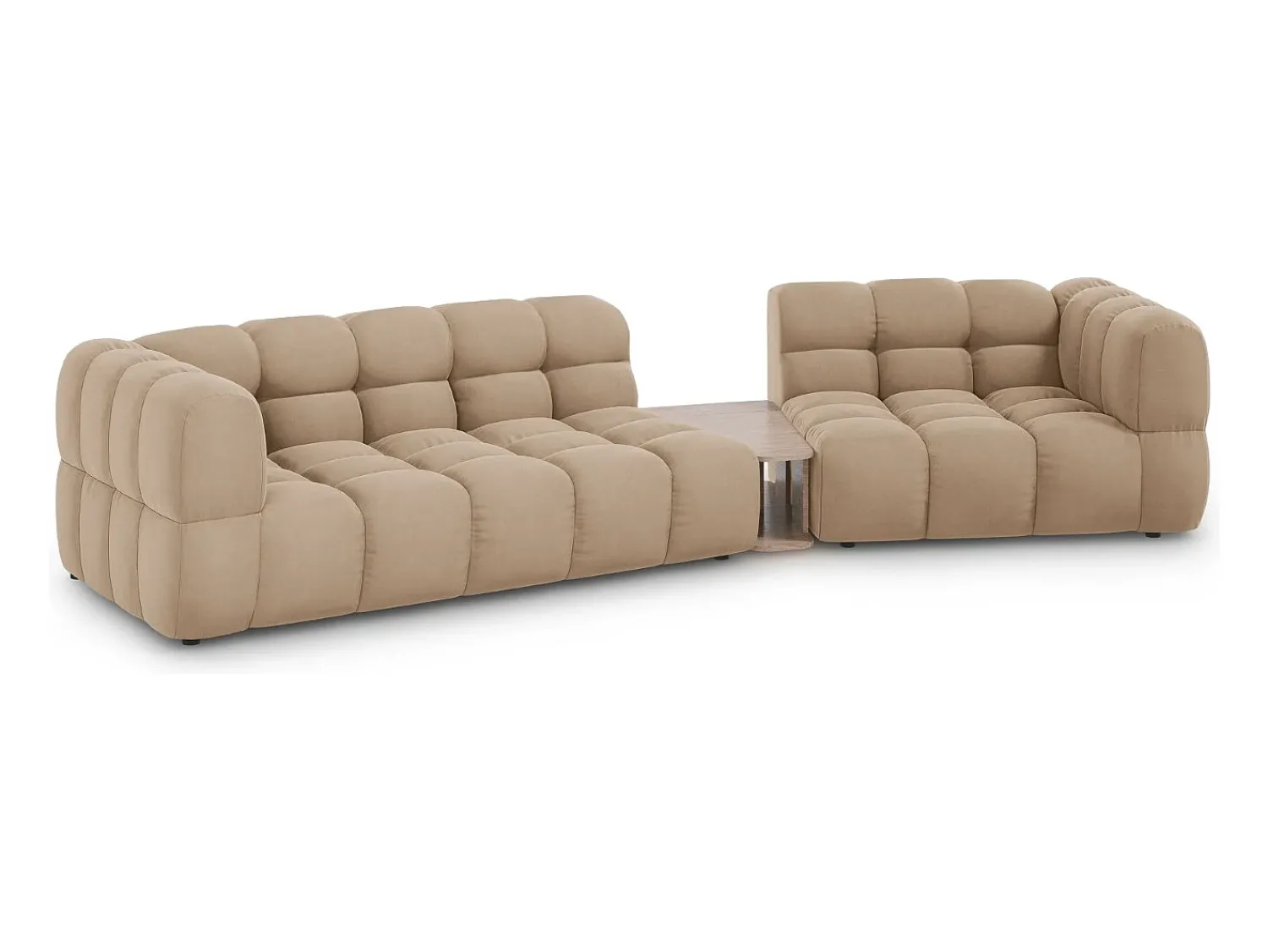 Discount Cosmopolitan Design - Sofá modular direito "Sky" 3 lugares em veludo areia - 353x148x75cm Camel