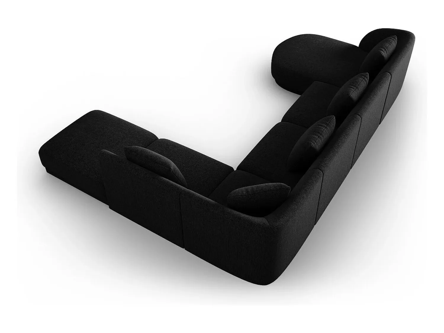 Cosmopolitan Design - Sofá de canto direito panorâmico "Tulum" 6 lugares em tecido chenille - 330x255x70cm^ Sofá