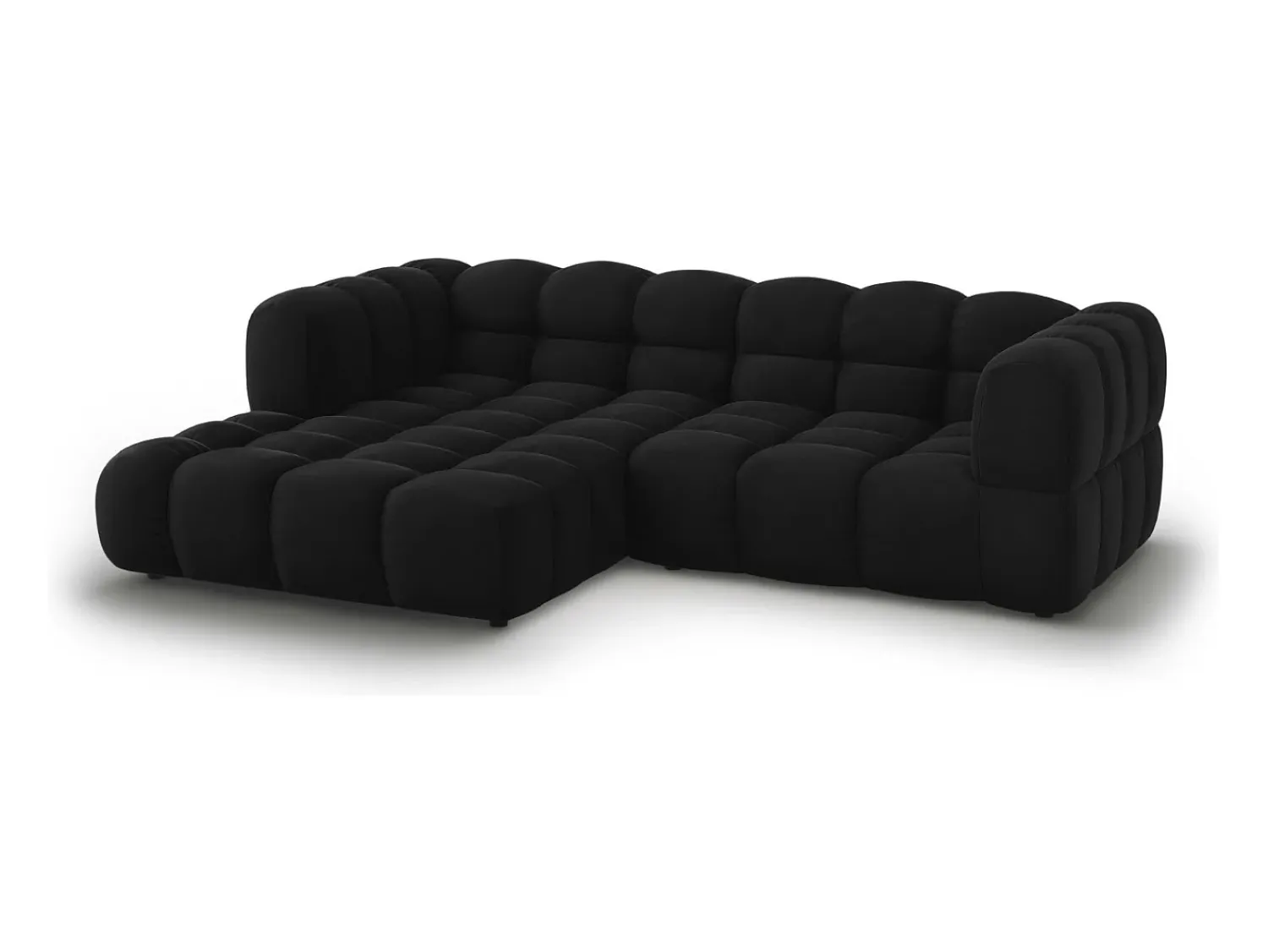 Online Cosmopolitan Design - Sofá modular de canto esquerdo "Sky" 3 lugares em veludo - 244x162x75cm Preto