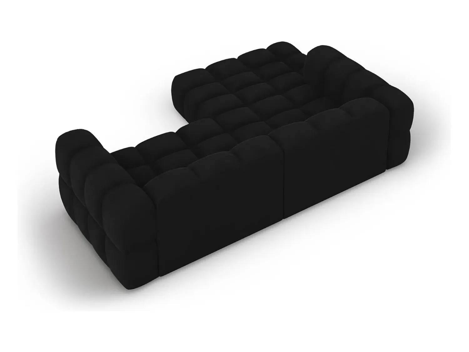 Online Cosmopolitan Design - Sofá modular de canto esquerdo "Sky" 3 lugares em veludo - 244x162x75cm Preto