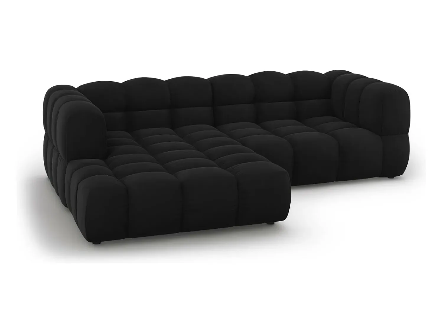 Online Cosmopolitan Design - Sofá modular de canto esquerdo "Sky" 3 lugares em veludo - 244x162x75cm Preto