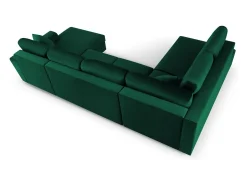 Sofá|Cosmopolitan Design - Sofá panorâmico convertível esquerdo com caixa de arrumação "Kyoto" 7 lugares em veludo verde garrafa - 313x194x88cm Verde pinho