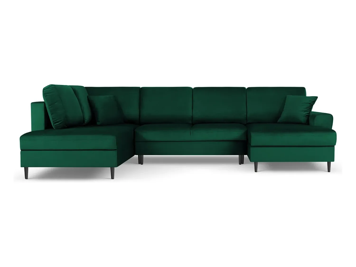 Sofá|Cosmopolitan Design - Sofá panorâmico convertível esquerdo com caixa de arrumação "Kyoto" 7 lugares em veludo verde garrafa - 313x194x88cm Verde pinho