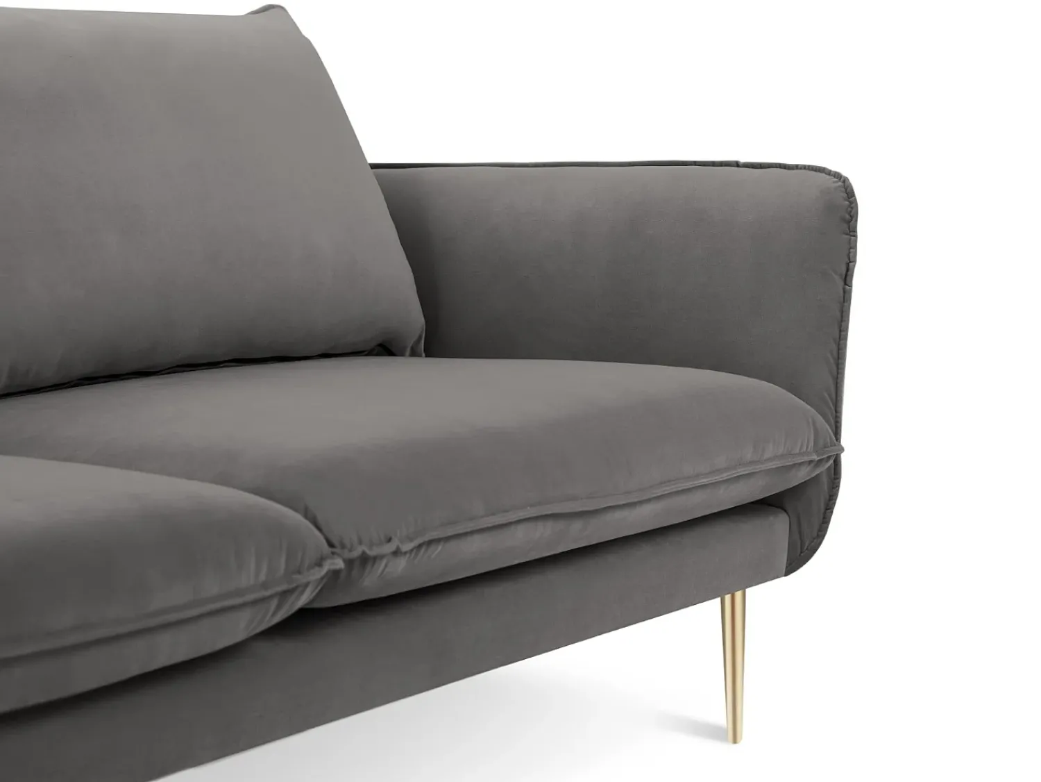 Cosmopolitan Design - Sofá "Vienna" 2 lugares em veludo cinza claro - 160x92x95cm^ Sofá