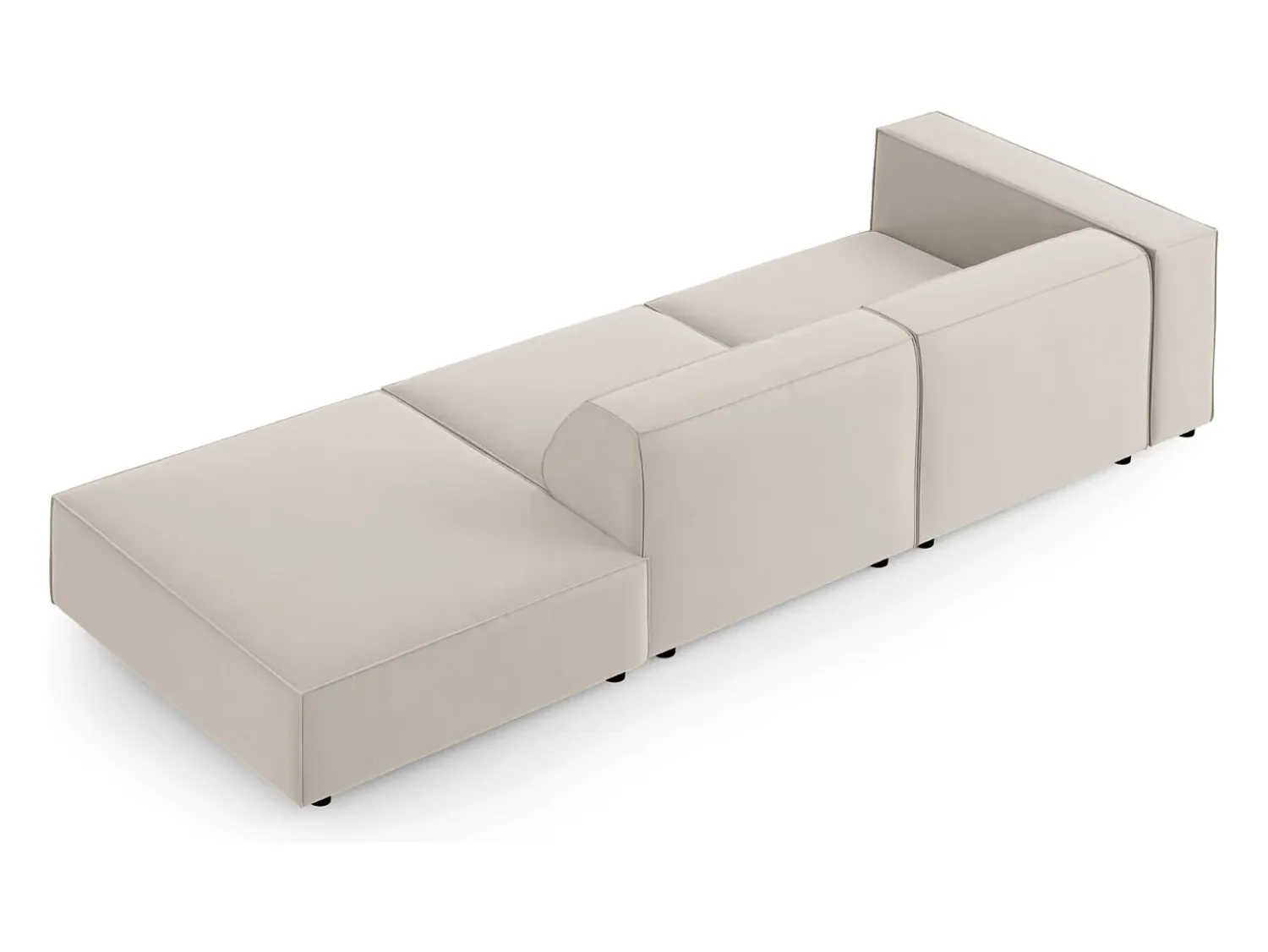 Cosmopolitan Design - Sofá direito "Arendal" 4 lugares em veludo cru - 262x102x70cm^ Sofá