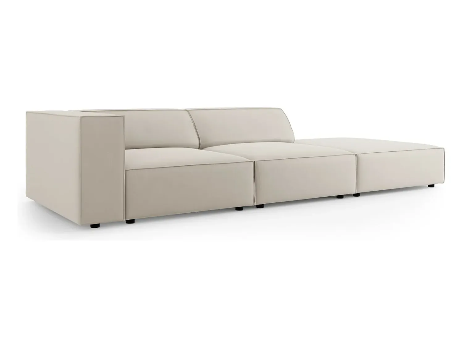 Cosmopolitan Design - Sofá direito "Arendal" 4 lugares em veludo cru - 262x102x70cm^ Sofá