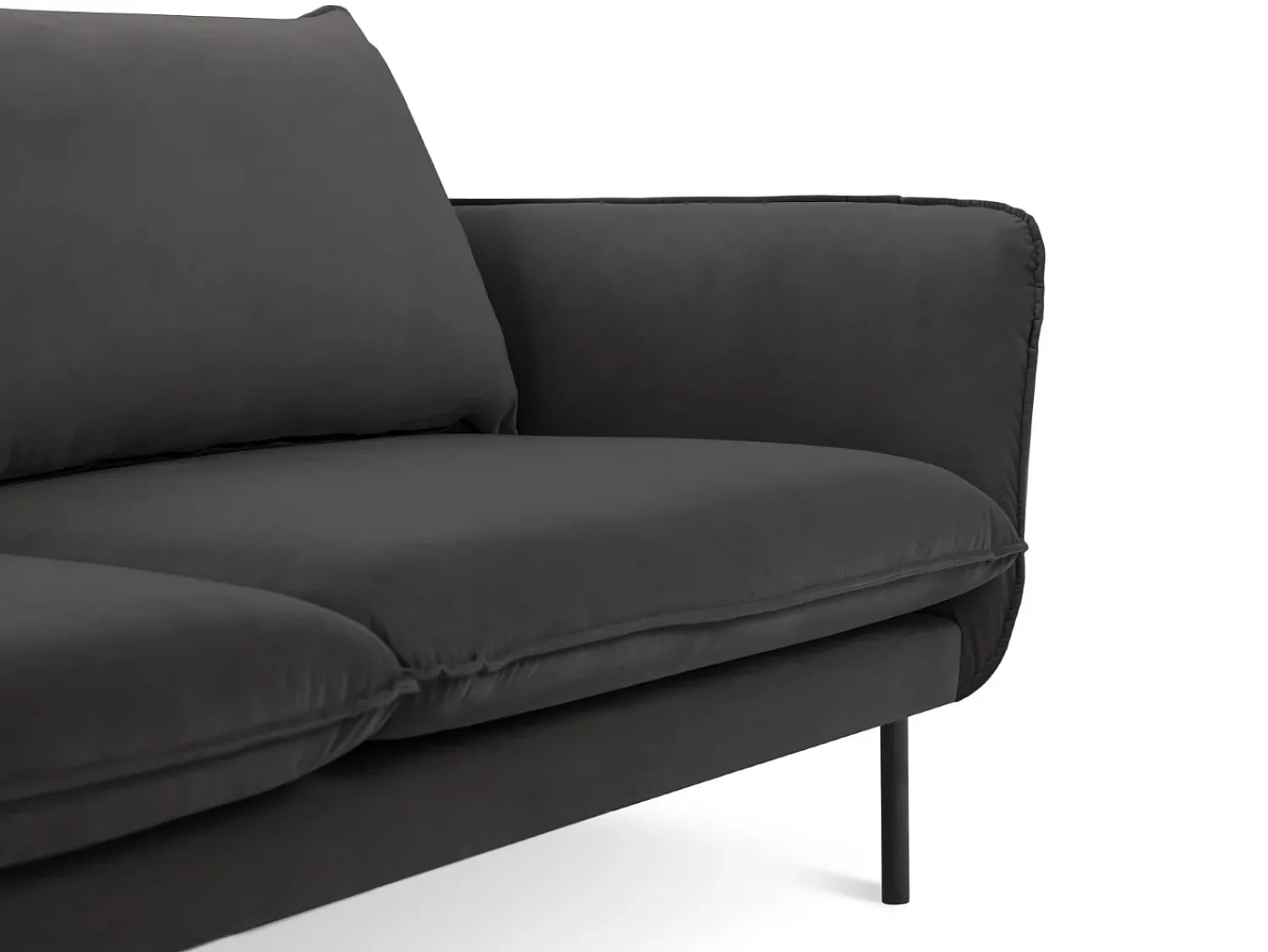 Sale Cosmopolitan Design - Sofá "Vienna" 3 lugares em veludo cinza escuro - 200x92x95cm Cinza antracite