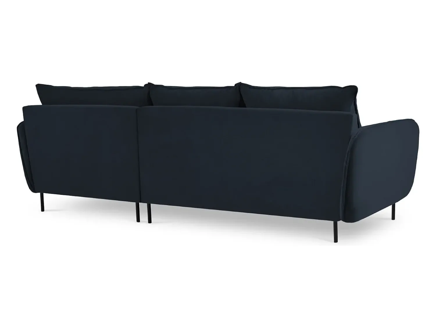 Sofá|Cosmopolitan Design - Sofá de canto direito "Vienna" 5 lugares em veludo - 255x170x95cm Azul escuro
