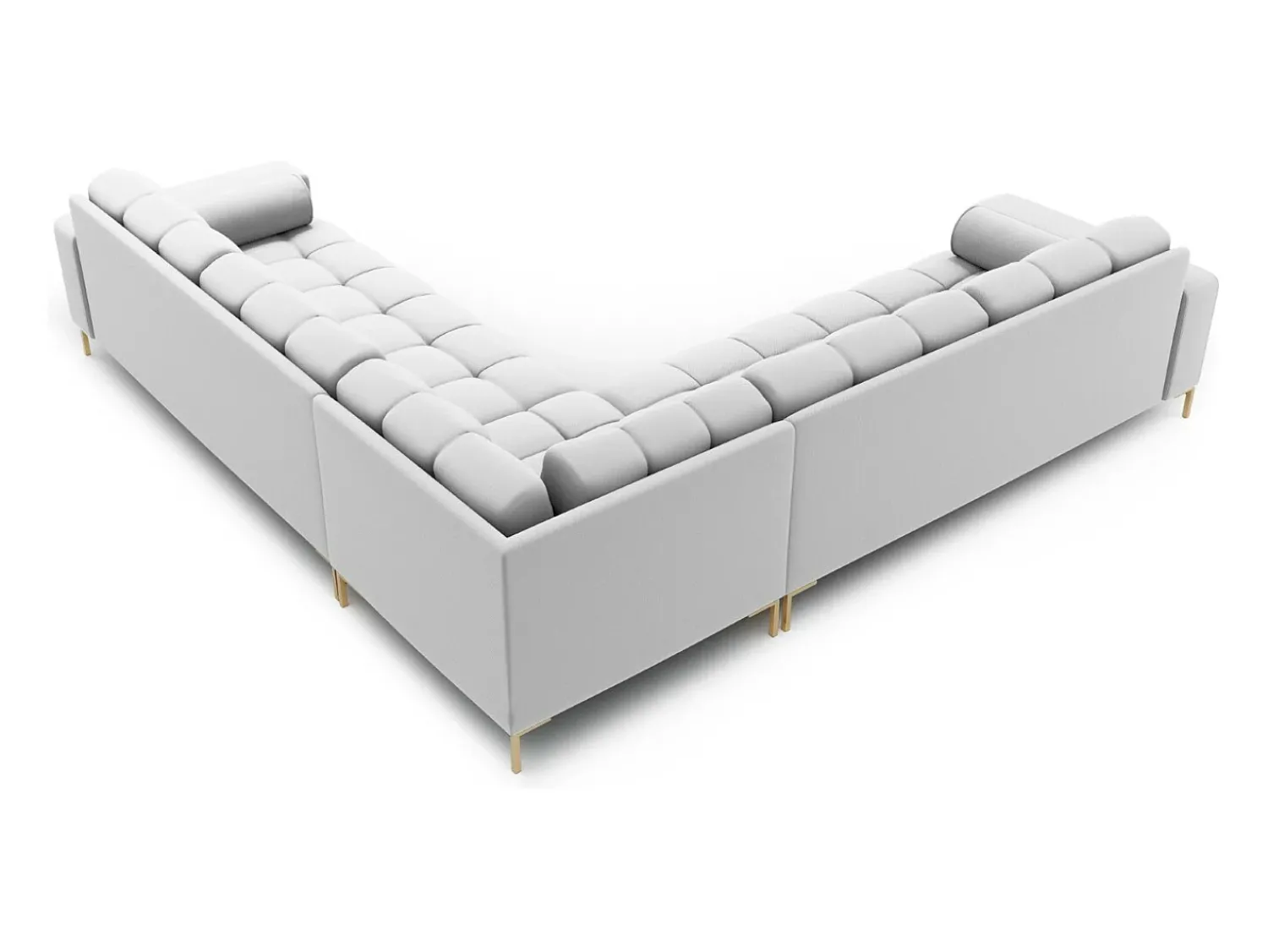Sofá*Cosmopolitan Design - Sofá de canto simétrico "Bali" 6 lugares em tecido estrutural cinza claro - 256x256x75cm Cinzento claro