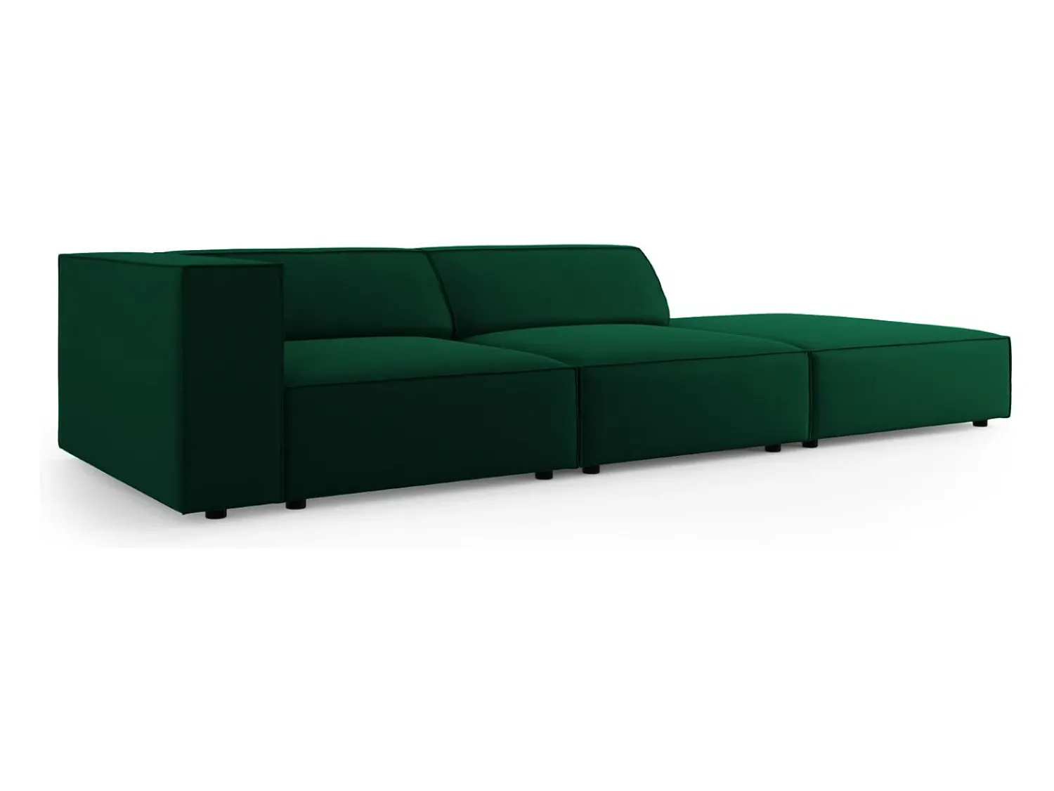 Cosmopolitan Design - Sofá direito "Arendal" 4 lugares em veludo verde garrafa - 262x102x70cm^ Sofá
