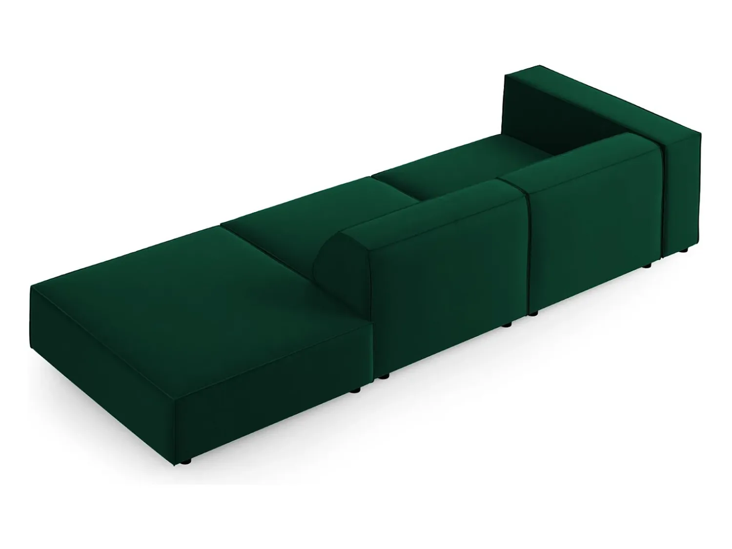 Cosmopolitan Design - Sofá direito "Arendal" 4 lugares em veludo verde garrafa - 262x102x70cm^ Sofá