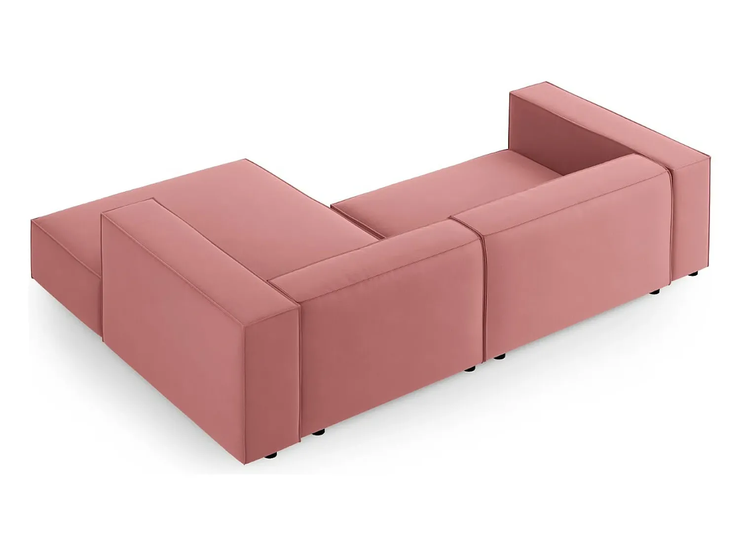 Sofá|Cosmopolitan Design - Sofá de canto direito "Arendal" 3 lugares em veludo salmão - 224x166x70cm Rosa claro