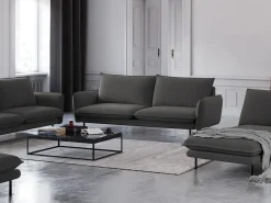 Cosmopolitan Design - Sofá "Vienna" 4 lugares em tecido estrutural cinza escuro - 230x92x95cm^ Sofá