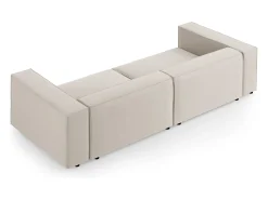 Sofá|Cosmopolitan Design - Sofá "Arendal" 4 lugares em veludo cru - 244x102x70cm Branco sujo