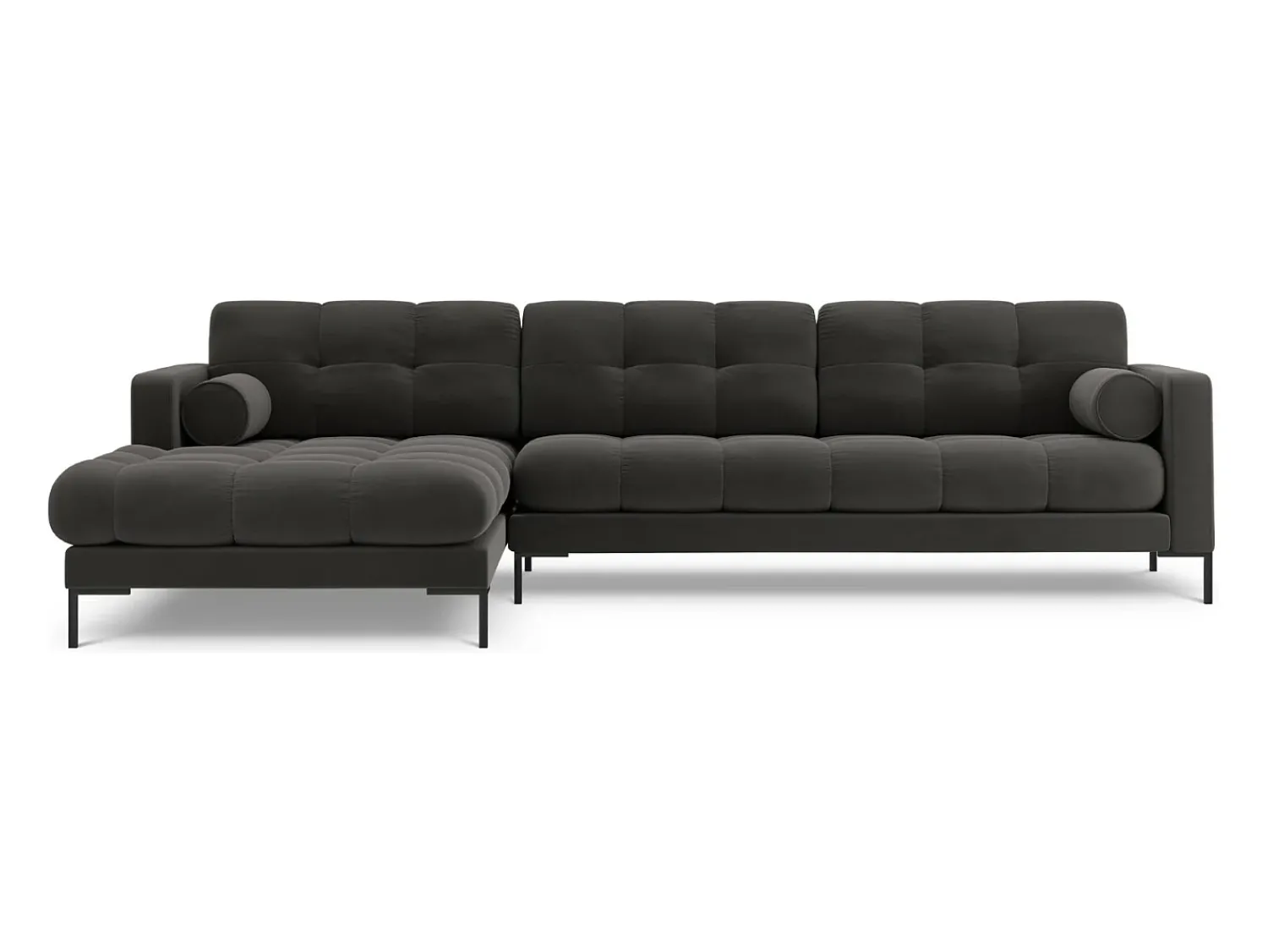Sofá|Cosmopolitan Design - Sofá de canto esquerdo "Bali" 5 lugares em veludo cinza escuro - 293x185x75cm Cinza antracite