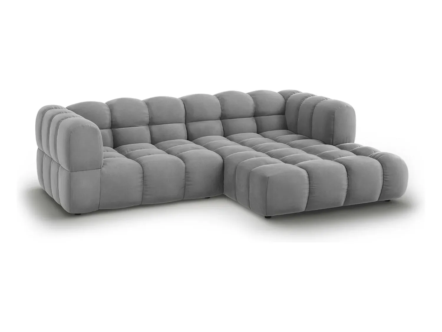 Sofá*Cosmopolitan Design - Sofá modular de canto direito "Sky" 3 lugares em veludo cinza claro - 244x162x75cm Cinzento claro