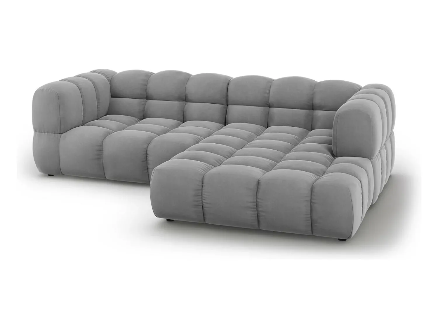 Sofá*Cosmopolitan Design - Sofá modular de canto direito "Sky" 3 lugares em veludo cinza claro - 244x162x75cm Cinzento claro