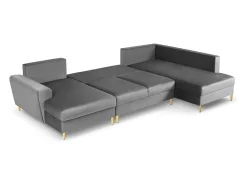 Cosmopolitan Design - Sofá panorâmico convertível em linha reta com caixa de arrumação