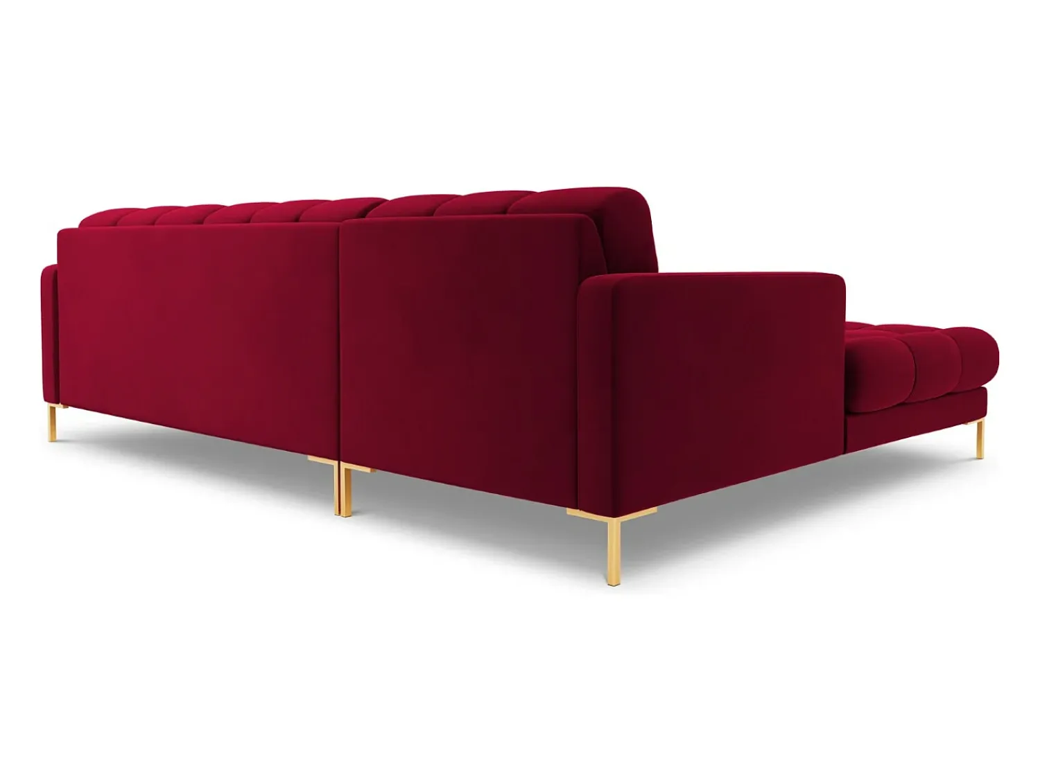 Sofá|Cosmopolitan Design - Sofá de canto esquerdo "Bali" 5 lugares em veludo - 293x185x75cm Vermelho