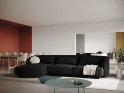 Sofá*Cosmopolitan Design - Sofá de canto esquerdo "Tulum" 4 lugares em veludo - 255x156x70cm Preto