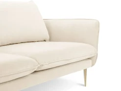 Sofá|Cosmopolitan Design - Sofá "Vienna" 3 lugares em veludo claro - 200x92x95cm Bege