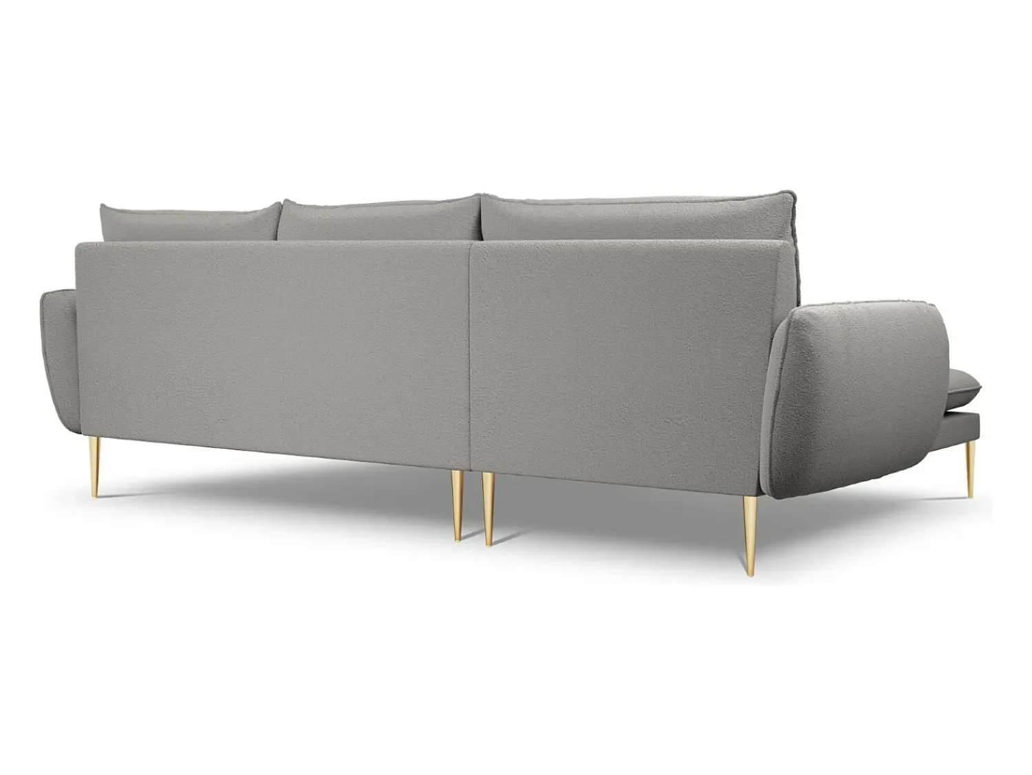Sofá*Cosmopolitan Design - Sofá de canto esquerdo "Vienna" 5 lugares em tecido bouclé cinza - 255x170x95cm Cinzento