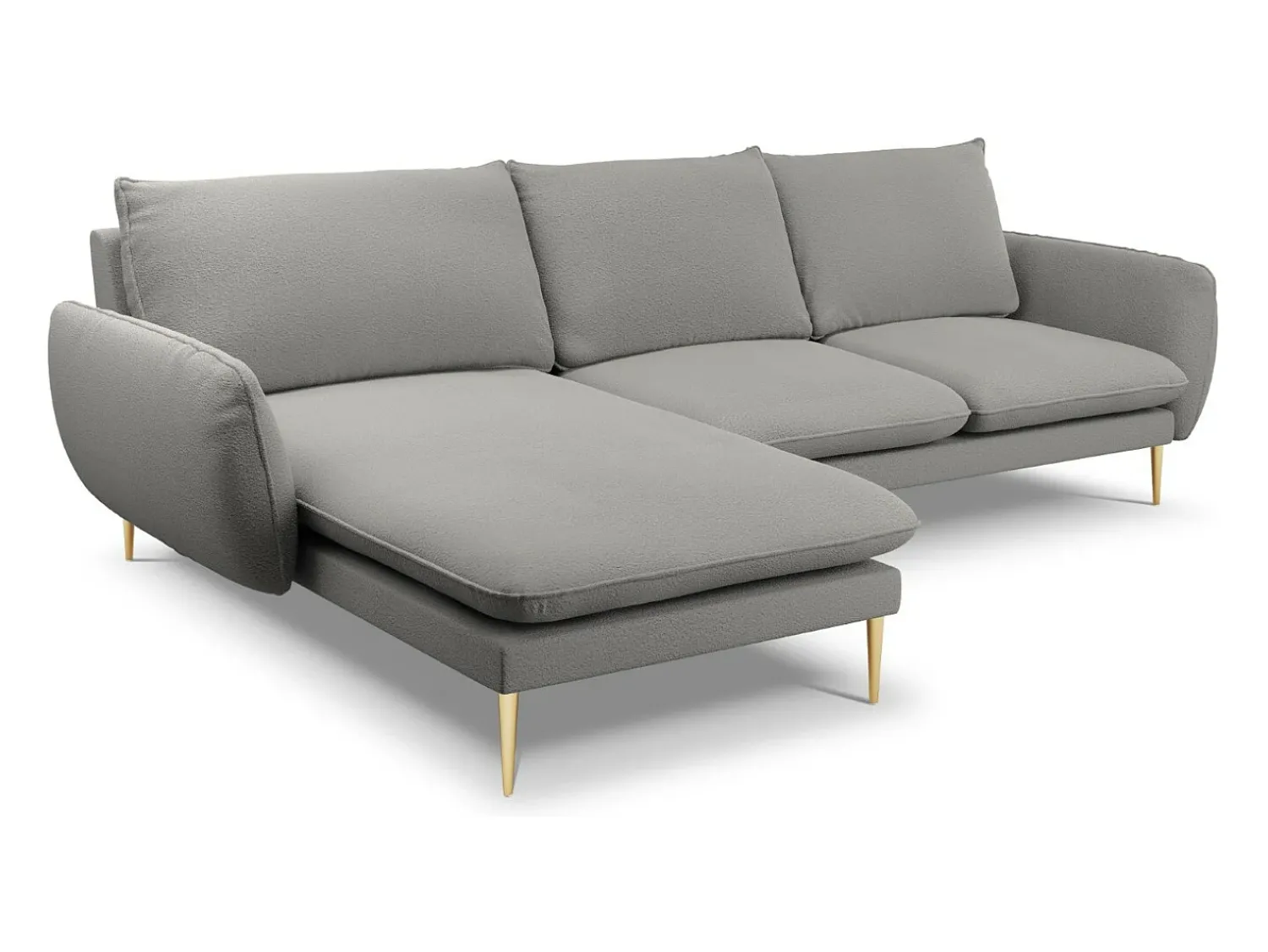 Sofá*Cosmopolitan Design - Sofá de canto esquerdo "Vienna" 5 lugares em tecido bouclé cinza - 255x170x95cm Cinzento