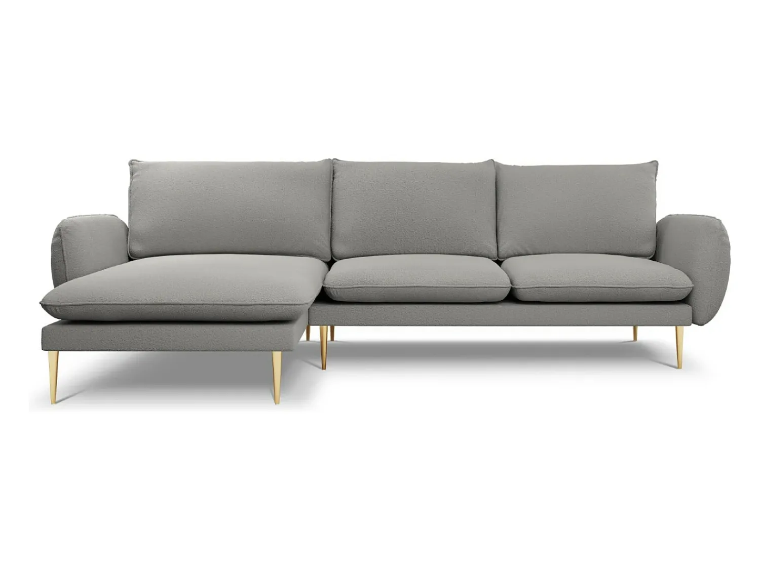 Sofá*Cosmopolitan Design - Sofá de canto esquerdo "Vienna" 5 lugares em tecido bouclé cinza - 255x170x95cm Cinzento