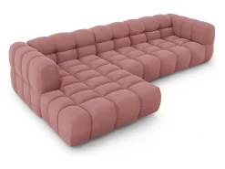 Cosmopolitan Design - Sofá modular de canto esquerdo "Sky" 4 lugares em veludo salmão - 300x162x75cm^ Sofá