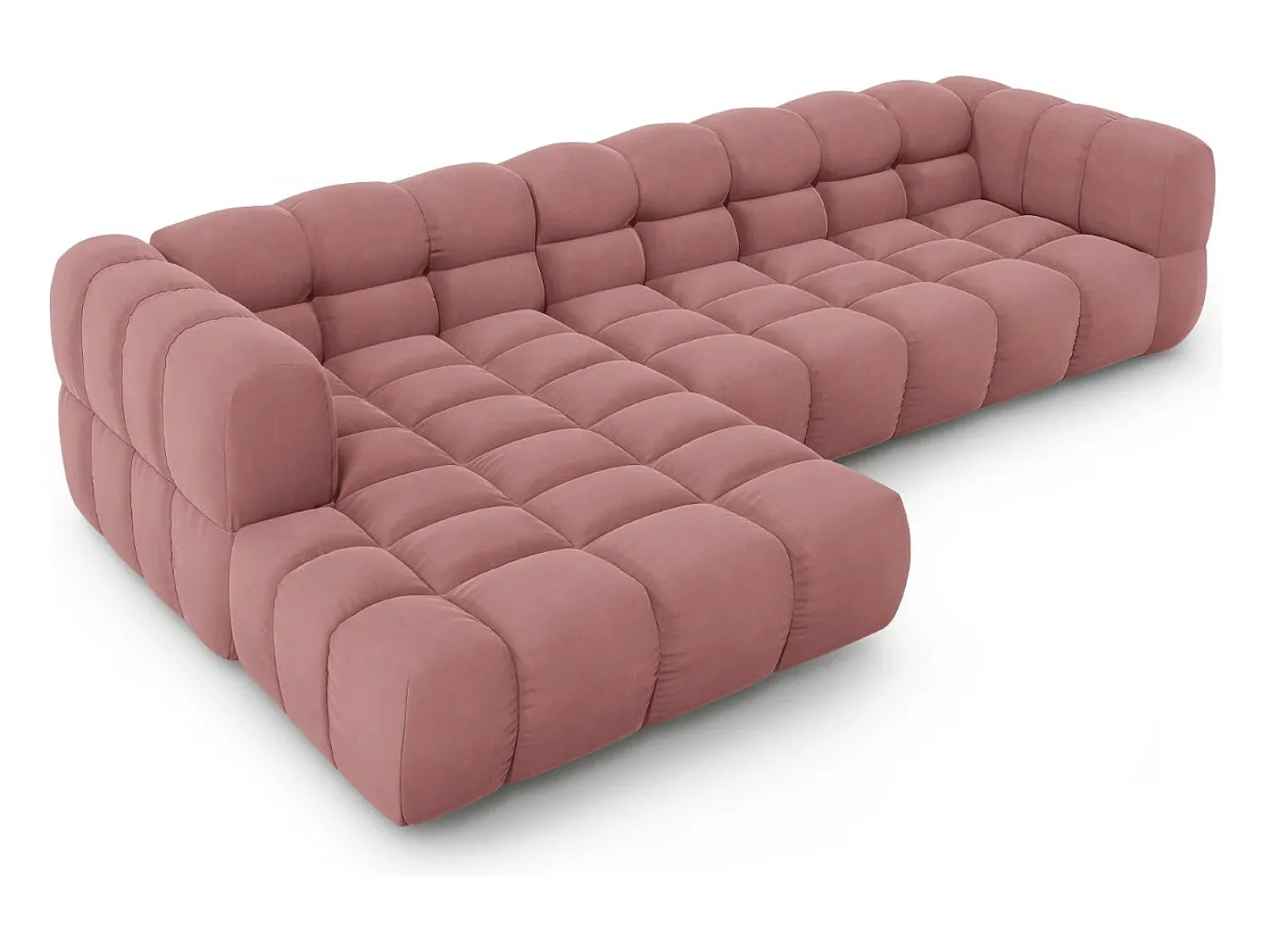 Cosmopolitan Design - Sofá modular de canto esquerdo "Sky" 4 lugares em veludo salmão - 300x162x75cm^ Sofá