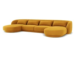 Cosmopolitan Design - Sofá panorâmico "Tulum" 5 lugares em veludo - 330x156x70cm^ Sofá