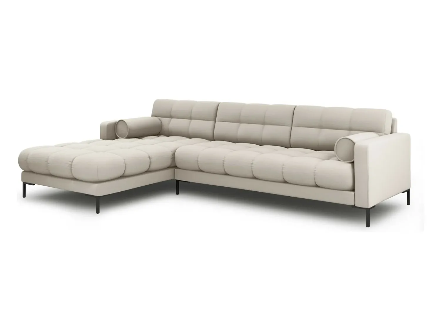 Sofá*Cosmopolitan Design - Sofá de canto esquerdo "Bali" 5 lugares em tecido estrutural - 293x185x75cm Bege