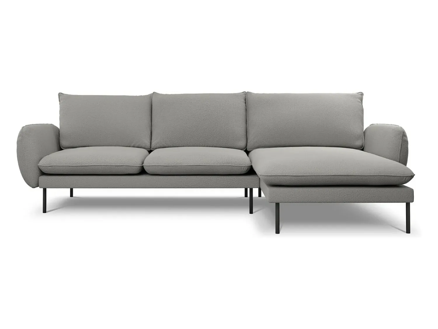 Sofá|Cosmopolitan Design - Sofá de canto direito "Vienna" 5 lugares em tecido bouclé cinza - 255x170x95cm Cinzento