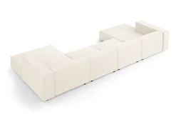 Sofá|Cosmopolitan Design - Sofá panorâmico "Arendal" 6 lugares em tecido chenille claro - 364x166x70cm Bege