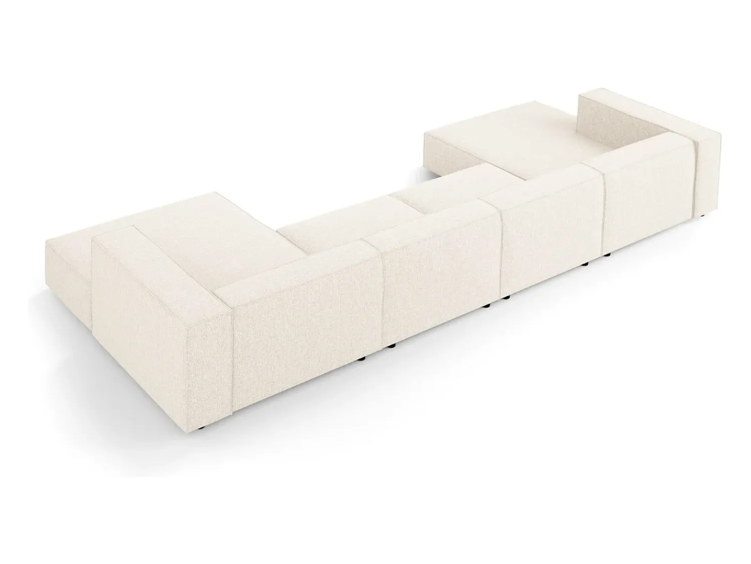 Sofá|Cosmopolitan Design - Sofá panorâmico "Arendal" 6 lugares em tecido chenille claro - 364x166x70cm Bege