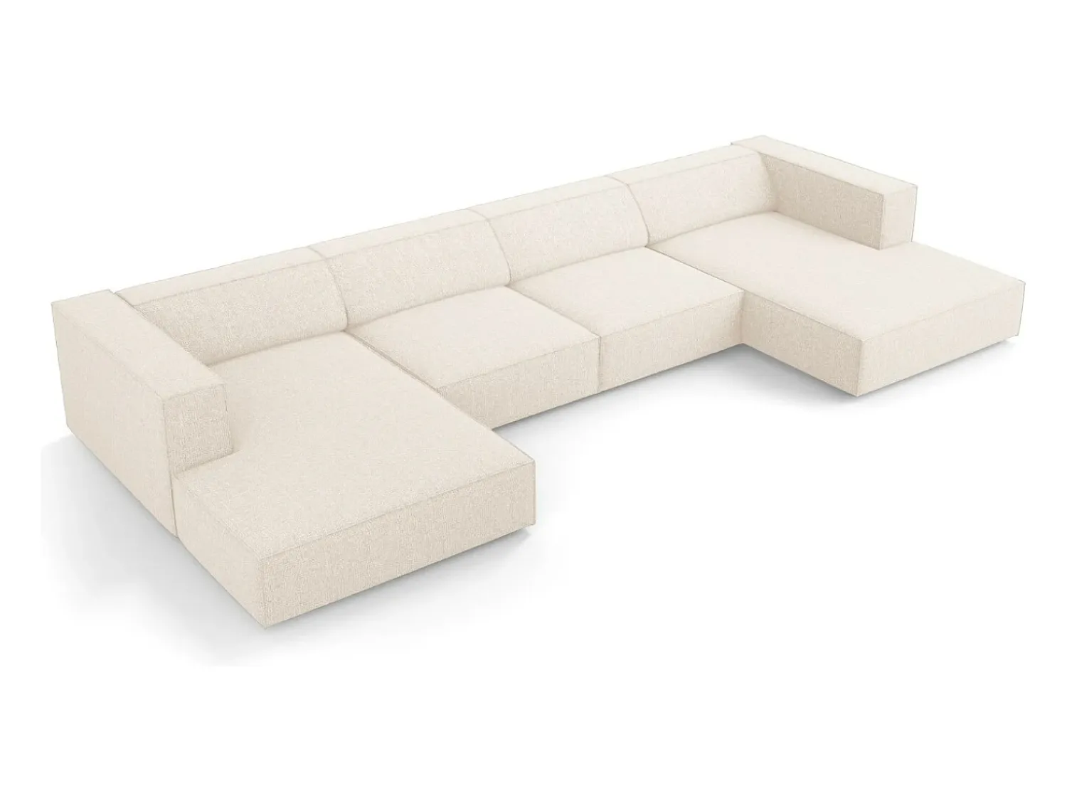 Sofá|Cosmopolitan Design - Sofá panorâmico "Arendal" 6 lugares em tecido chenille claro - 364x166x70cm Bege