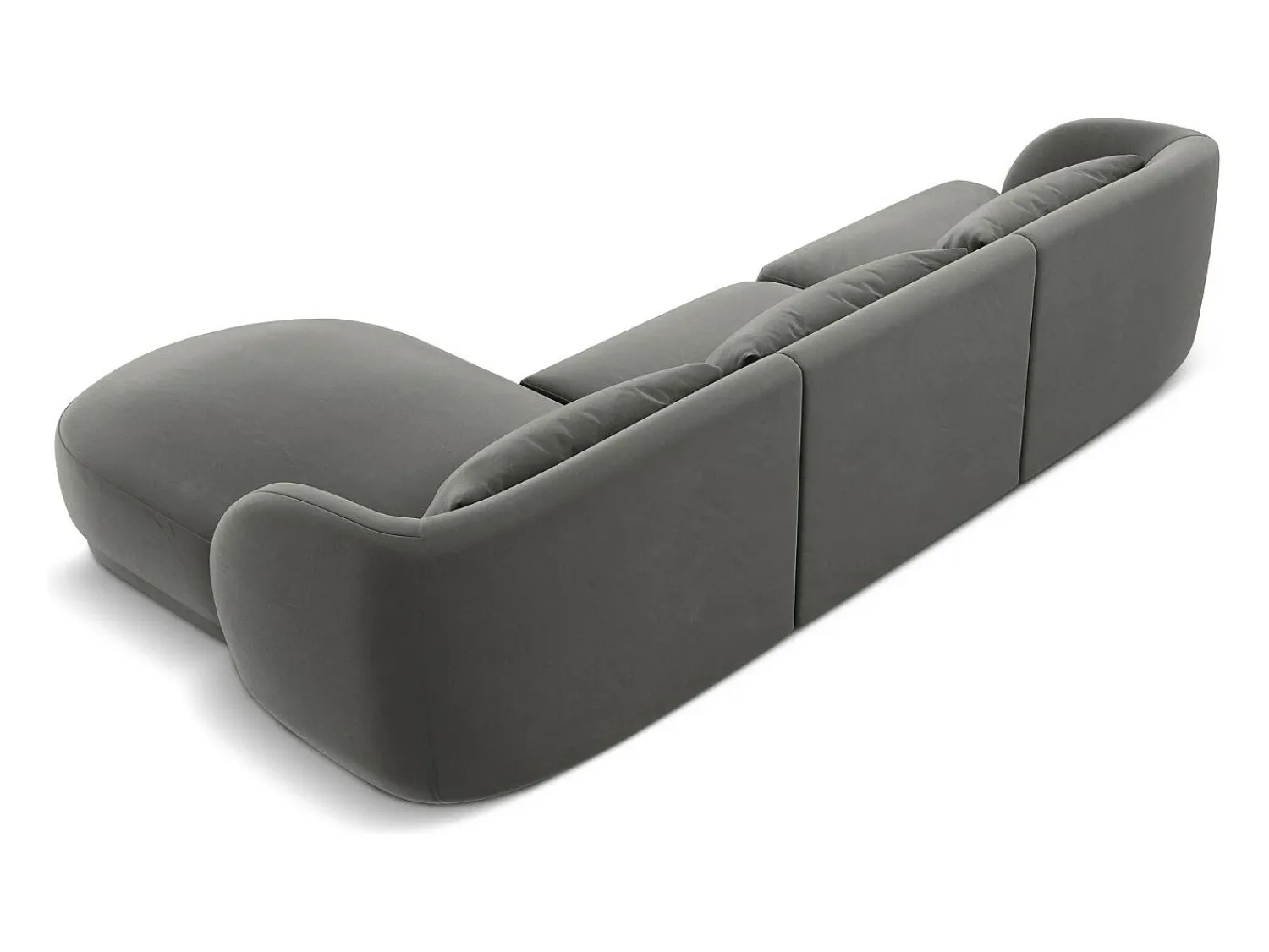 Sofá*Cosmopolitan Design - Sofá de canto direito "Tulum" 4 lugares em veludo cinza claro - 255x156x70cm Cinzento claro