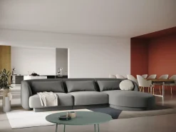 Sofá*Cosmopolitan Design - Sofá de canto direito "Tulum" 4 lugares em veludo cinza claro - 255x156x70cm Cinzento claro
