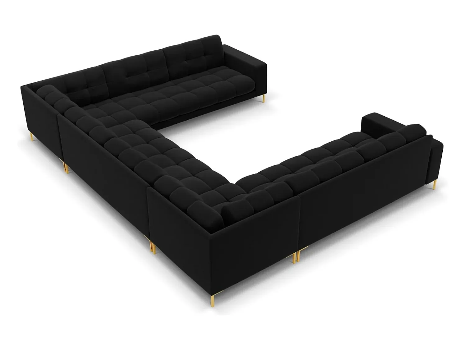Cosmopolitan Design - Sofá panorâmico "Bali" 9 lugares em veludo - 327x256x75cm^ Sofá