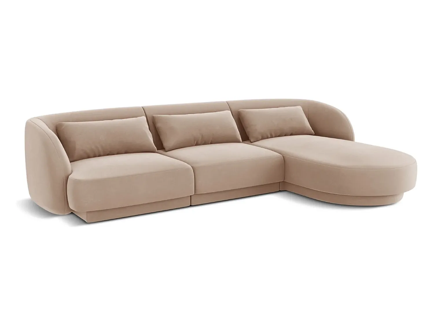 Cosmopolitan Design - Sofá de canto direito "Tulum" 4 lugares em veludo - 255x156x70cm^ Sofá
